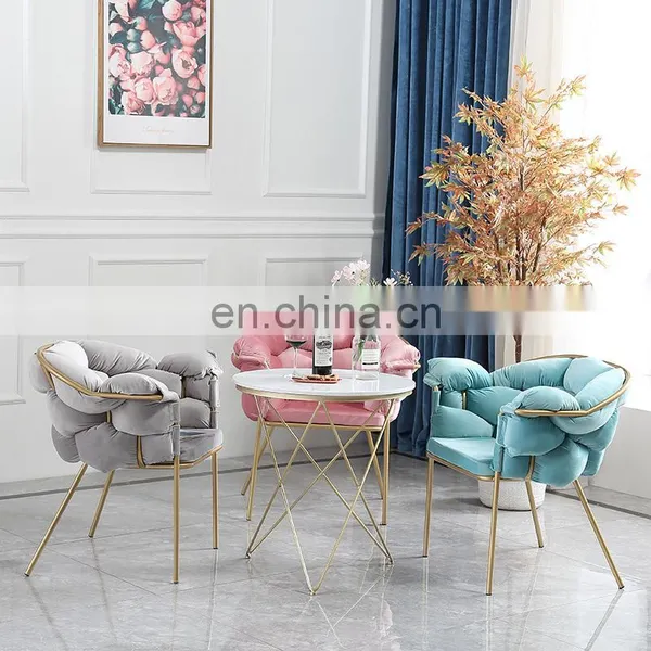 Restaurant Tufted Chairs Italian Minimalist Velvet Fabric Single Chair photo-4