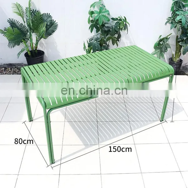 Dining Table And 4 Chairs Metal Dining Single Bench Chair And Table With Green Color photo-5