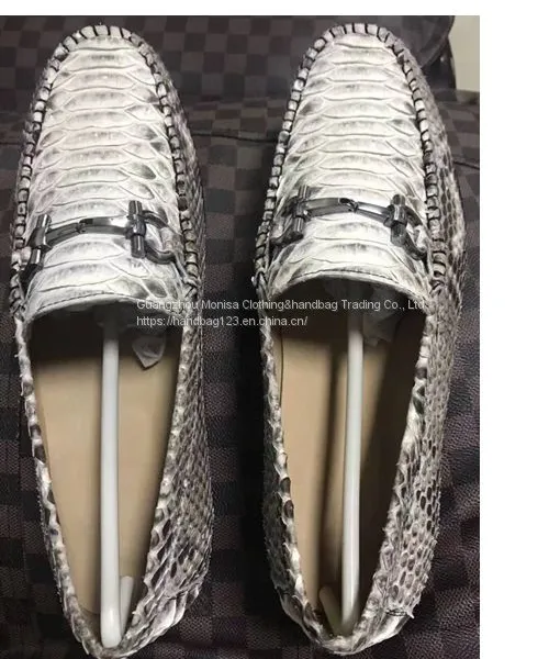 Imported Genuine Leather Python Leather Sleeve Toe Shoes Casual Slip-On Men's Breathable Shoes photo-2