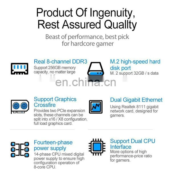 X79 Dual s8 Desktop Dual Xeon Motherboard Integrated SATA3 Ports High Speed 6Gbps photo-4