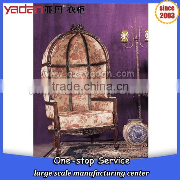 Classic Style Vintage French Egg Shaped Wooden Frame Chair With Lint Fabric Linen Quality Choice photo-4