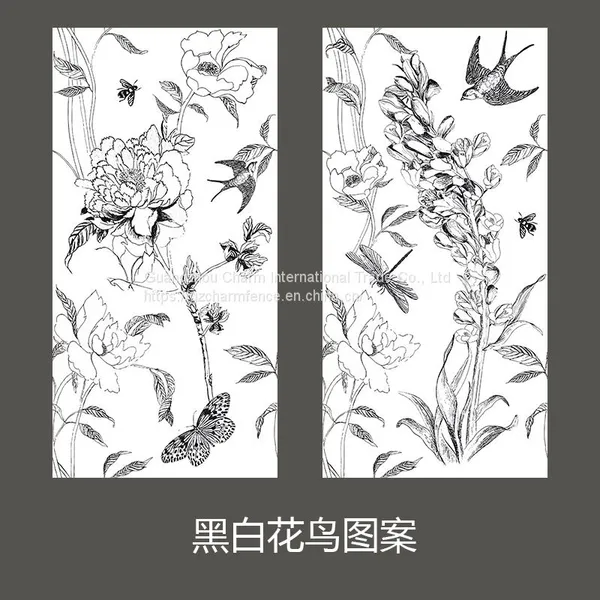 Nordic Soft Light Plant Flower Pattern Wall Tile 400 × 800 Dining Room Bathroom Living Room Wall Tiles photo-3