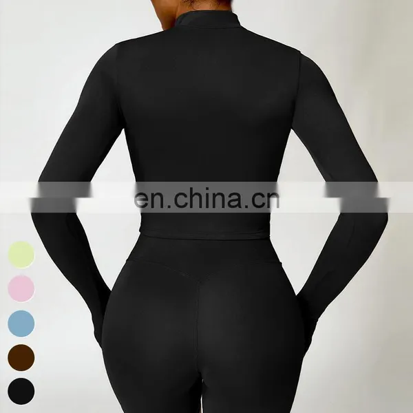 Winter Quick Dry Nude Fitness Running Jacket Slim Fit Stand Up Sports Coat Long Sleeve Zip Gym Fitness Top Yoga Jacket Women photo-4