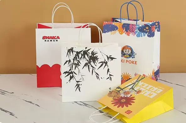Custom Party Snacks Candy Bag Folding Supermarket Shopping Bag New Year Christmas Gift Paper Bag photo-2