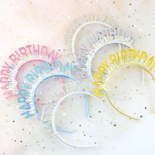Adult Silver Birthday Tiaras - Glitter Headbands for Women's Party Decor Supplies photo-2