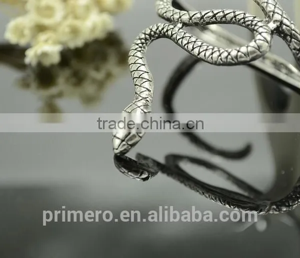 Retro Punk Attractive Curved Stretch Snake Cuff Bangle Serpentine Gold Bracelet photo-5