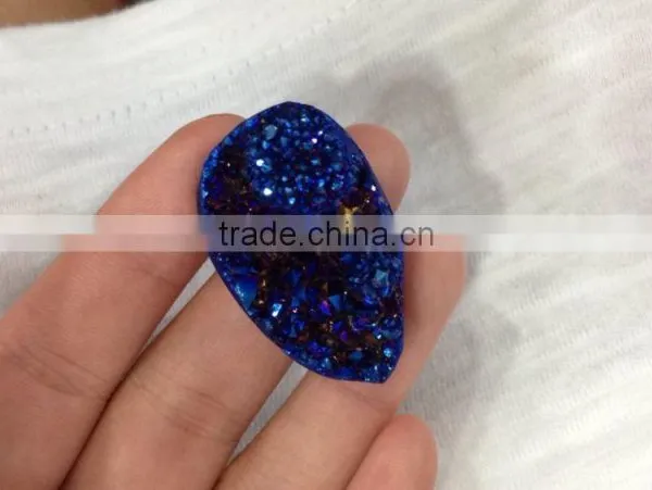 In Stock!!! Blue Color Agate Necklace Drusy Pendant Pear Shape Druzy Pendant photo-3