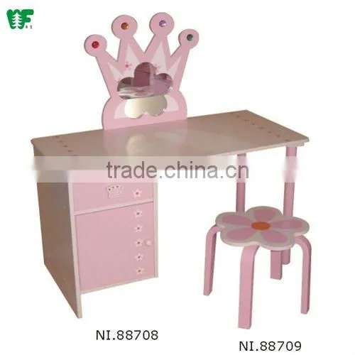 Kids wooden Vanity table and stool sets