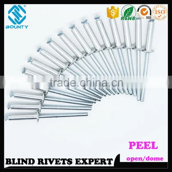 HIGH QUALITY OPEN END FACTORY BUTTON HEAD AL/ST PEEL BLIND RIVETS photo-6