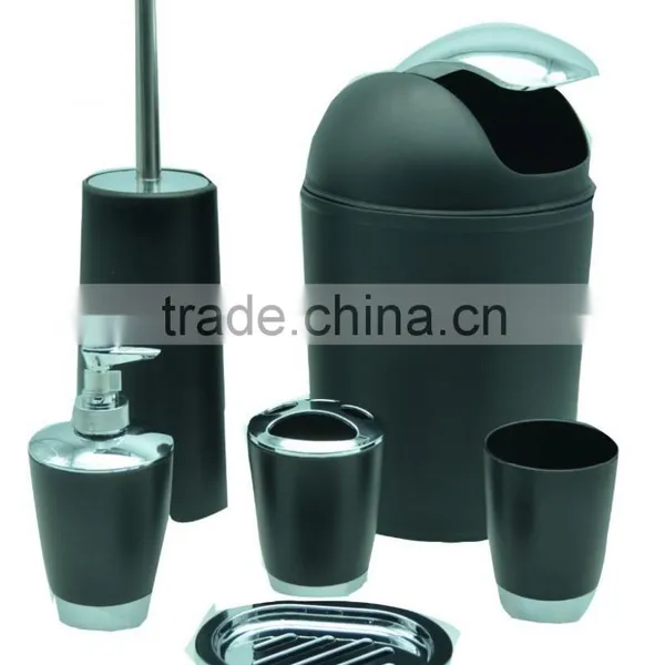Stainless Steel Bathroom Accessory Set of 6pcs - Lotion Pump, Soap Dish, Toothbrush Holder.Trash Can