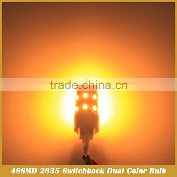 3157 48SMD 2835 LED Dual Color Switchback Turn Signal 1157 White Amber photo-5