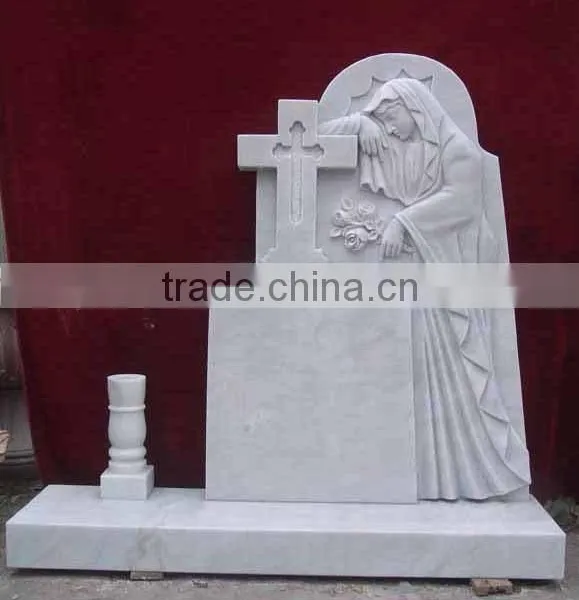 High Quality White Marble Headstones Hand Carved Stone Sculpture From Vietnam