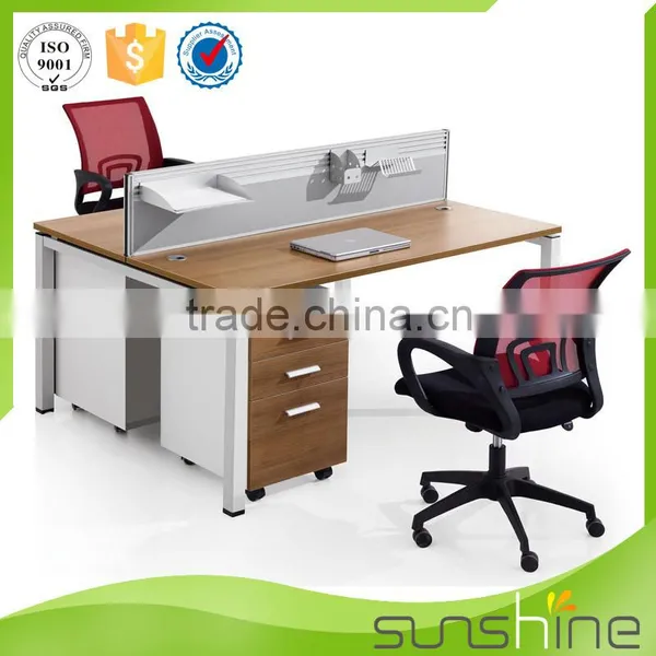 Office Desks for Two People White Table Aluminum Frame Panel Partition Metal Leg photo-3