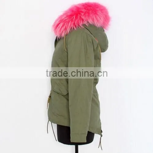 LO9 2015 Hot Sell Top Fashion Colorful Real Fur Parke Coat for Women photo-2