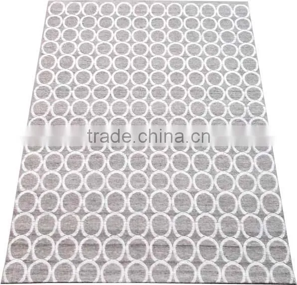 Jaquard Flat Weave Handspun Wool Rug With Canvas Backing
