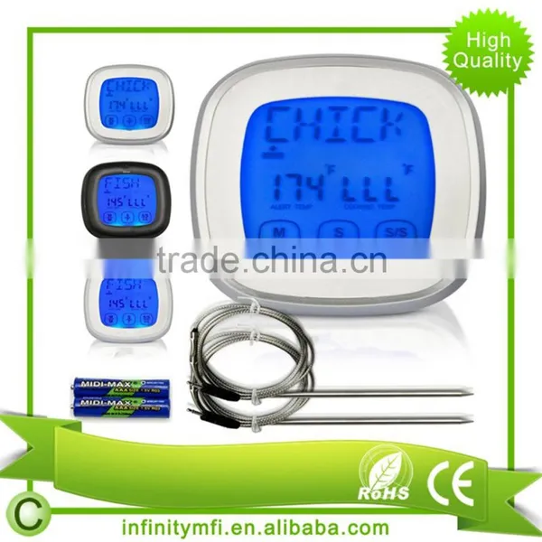 Meat Thermometer Timer Accurate Digital Grill Cooking Thermometer With Kitchen Timer Stainless Steel Probes