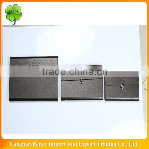 2015 Fashionable Portfolio Shape Hard Leather Cover Executive Boss Notepad/notebook With Clasp Buckle Closure photo-2