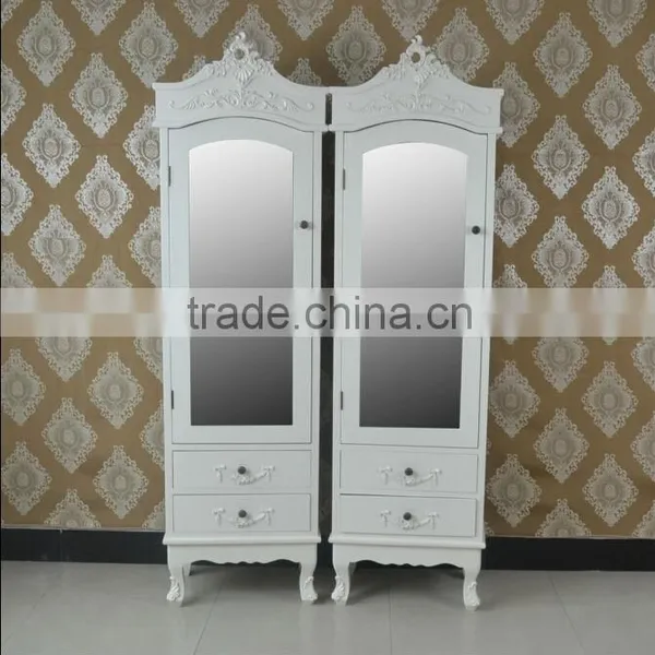 European Drawer Armoire Wood Wardrobe One Mirror Door Cabinet Bedroom Boudoir Armoire photo-2