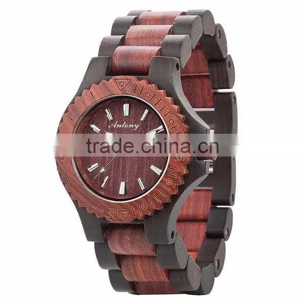 2015 Man Wood Watch Ebony With Red Sandalwood Case And Japan Movement