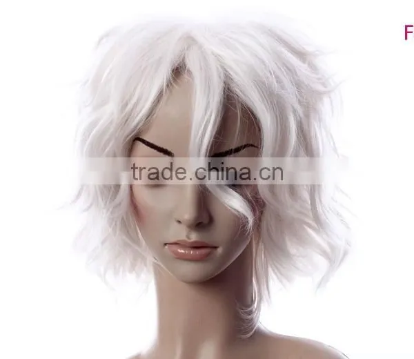 High Quality White Silk Top Lace Front Wig Small Head Short Synthetic Hair Wig photo-2