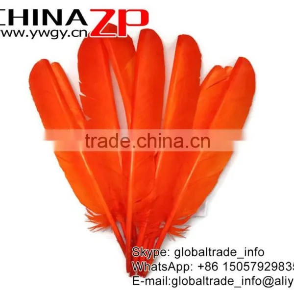 ZPDECOR Wholesale Plumage High Quality Natural Dyed Orange Turkey Pointers Quill Large Feathers photo-2