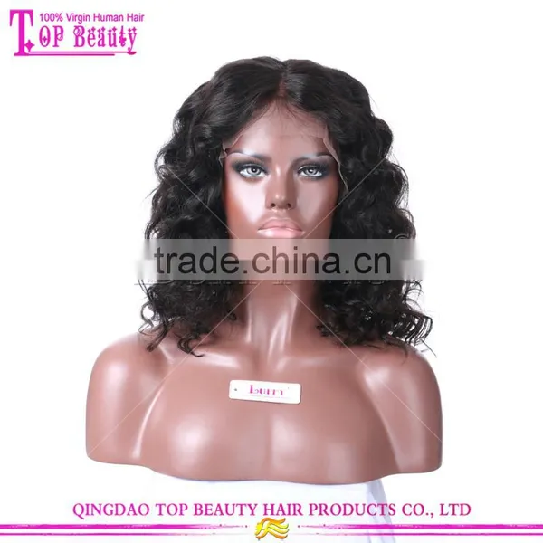 Most Popular Short Brazilian Hair Wigs 14" 150% Density Curly Wave Human Hair Short Bob Lace Front Wig photo-2