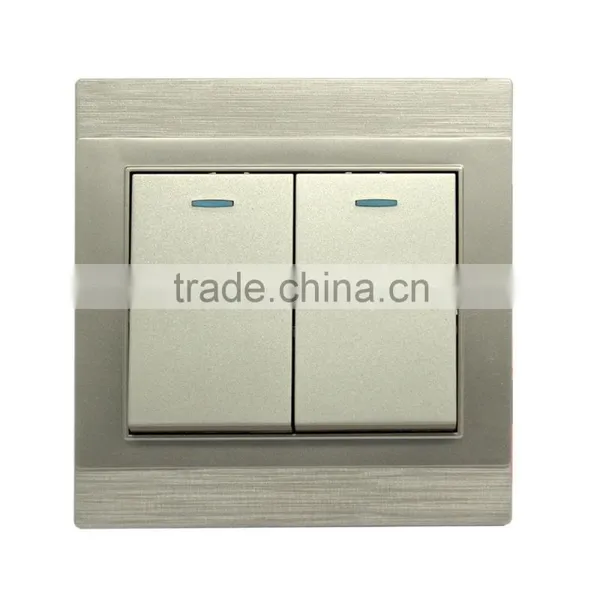 China hot sale two gang one way Brushed Champagne light switch