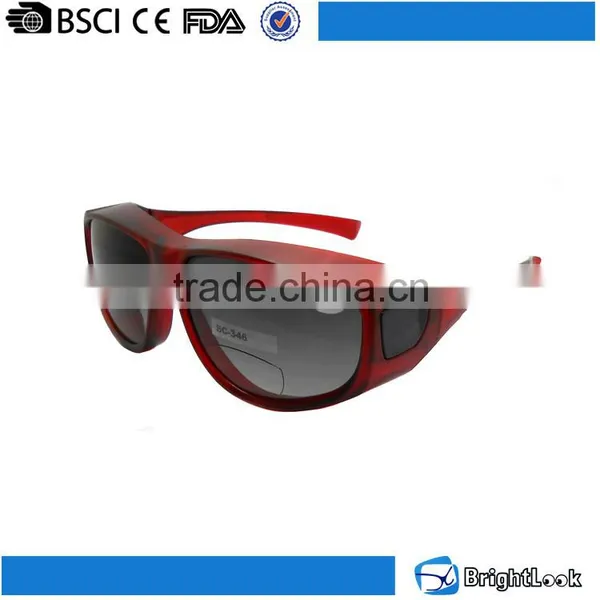 2016 Novelty New Style Customized Unisex Red Frame Double Lenses Bifocal Polarized Sports Reading Sunglasses photo-2