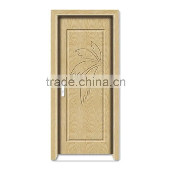 PVC Coated Room Door Wooden Single Door Flower Designs