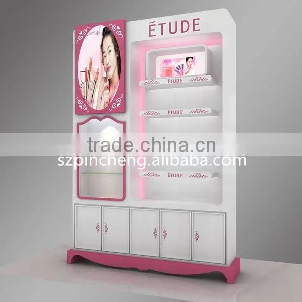 Elegant Wooden Cosmetic Store Wall Display Shelf and Showcase for Sale photo-4