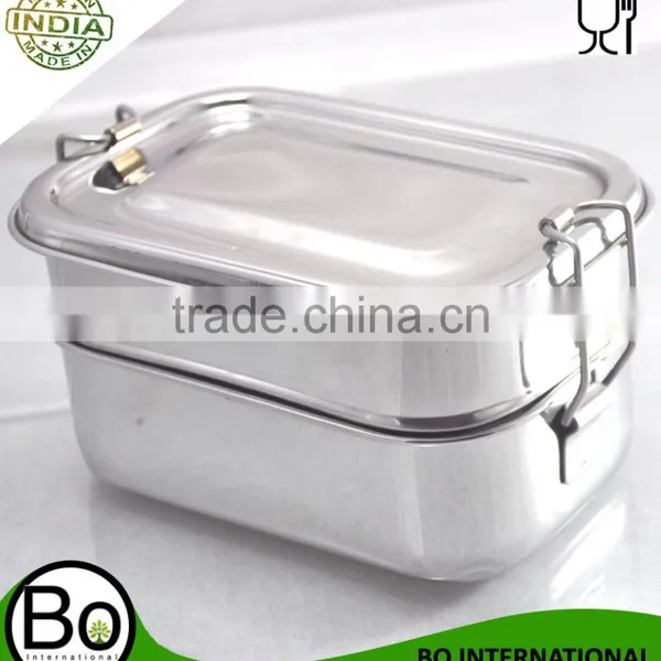 Stainless Steel Bento Lunch Box Two Layer 17 x 12 x 8 cm photo-2