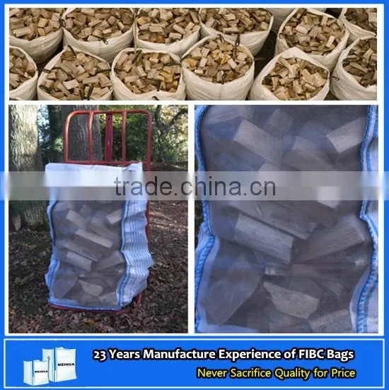 Bulk Firewood Bag With 2 Sides Mesh and 2 Sides Ventilated Fabric, Capacity 1 Ton