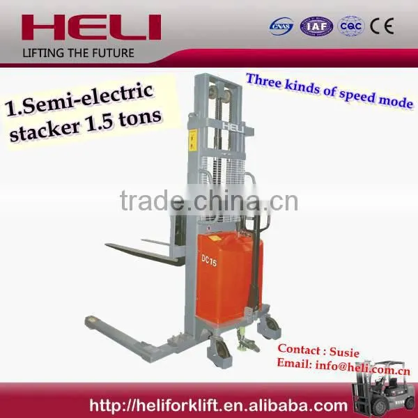 China Top1 Manufacturer Heli Brand 1.5 Ton Semi Electric Pallet Stacker