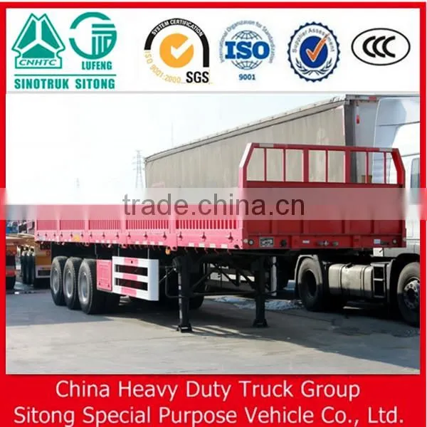 2015Top Ranking Tri-axle Flatbed Trailer / Side Wall Semi Trailer / Side Panels Detachable photo-4