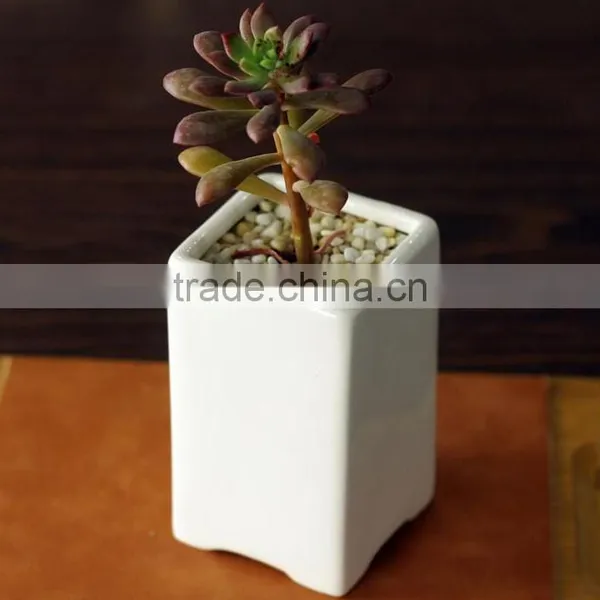 Rustic Home Decor White Glazed Mini Rectangular Ceramic Planter photo-2