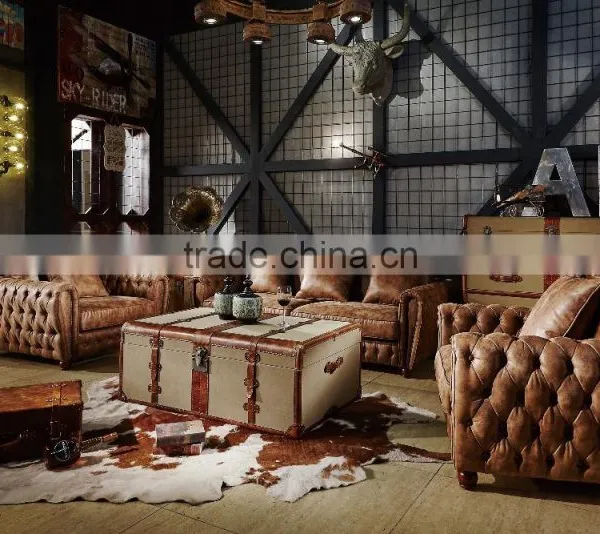 2016 Newest High Quality Vintage Retro Style Top Grain Leather Sofa S120# photo-5