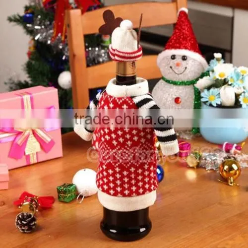 Lovely Wine Bottle Elk Cover Xmas Santa Table Decor Christmas Bottle Cap Party Gift photo-5