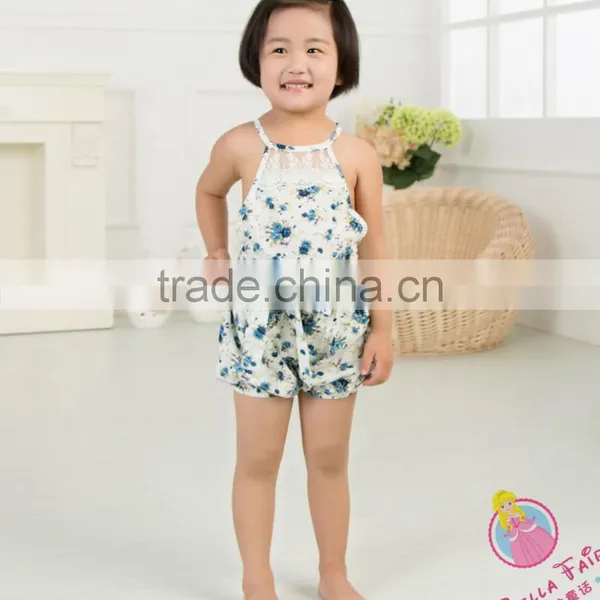 2017 Newest Rose Light Pink Floral Cotton Belt Jumpsuit for Baby Girls photo-5