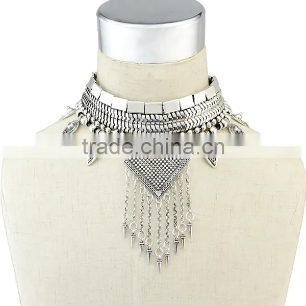 Fashion Vintage Boho Women's Short Necklace Choker Necklace Charm Clavicle Chain Jewelry Silver photo-3