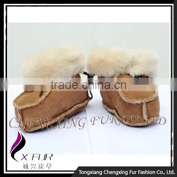 CX-SHOES-05B Genuine Sheared Sheep Skin Casual Baby Leather Shoes photo-3