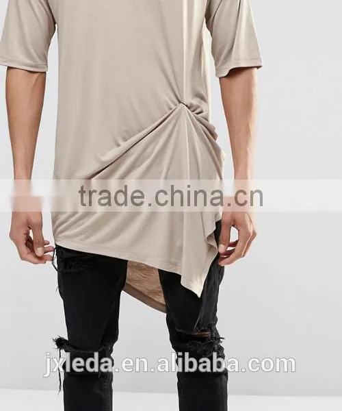 2016 Popular Men Extreme Longline Crewneck Blank T-shirt Custom photo-3