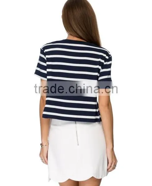 Crop Custom Slim Fit Tee Printed White Line photo-3