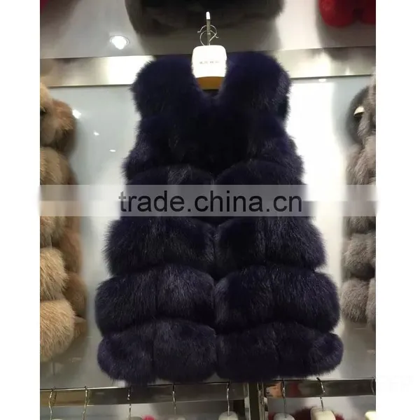 Hot Sale Fox Fur Long Vest Ladies Fox Fur Vest With Hood photo-3