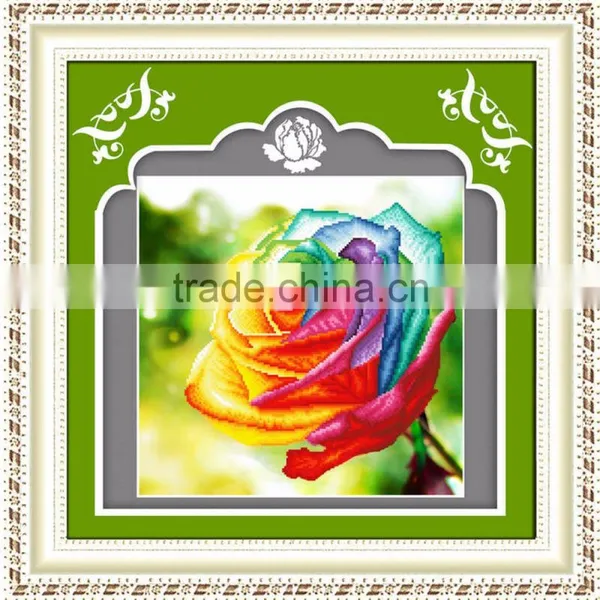 Custom Handmade Red Flower Pattern Embroidery Diamond Painting Cross Stitch Fabric Kit photo-3