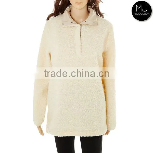 Factory Winter Cozy Women Blank Sherpa Fleece Pullover photo-4
