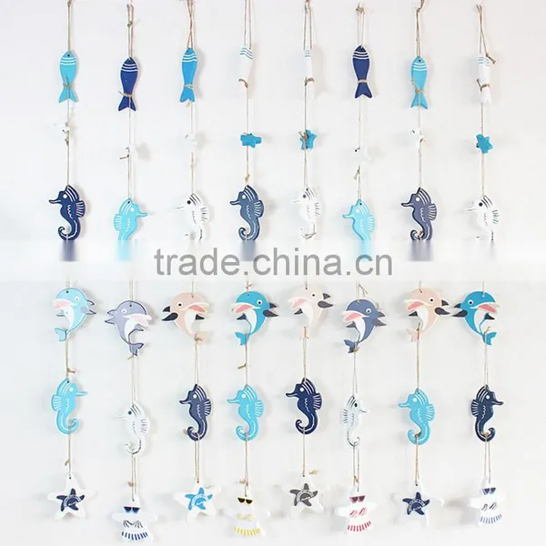 Mediterranean Style Wooden Fish Shape Wall Hangings Decoration Craft photo-2