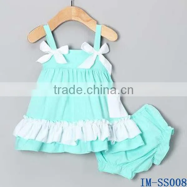 Bulk Wholesale Yiwu Baby Clothes Newborn Kids Indoor Cotton Swing Top Sets With Ruffled Bloomers IM-SS008
