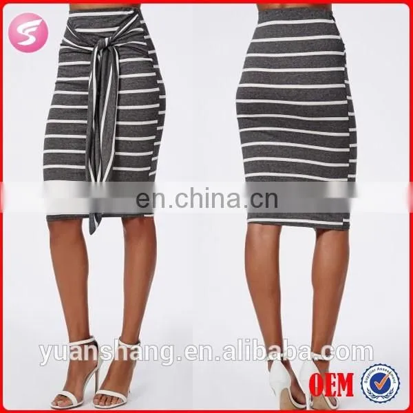 2015 Fashion Stripe Tie Waist Midi Skirt Indian Skirts Wholesale
