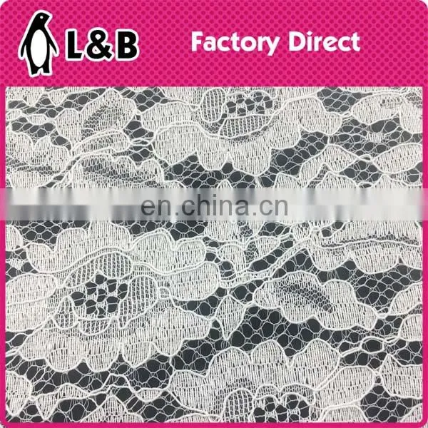 Flower Embroidered White Fabric Cord Lace photo-5