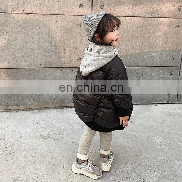 3423/ Best Selling Patchwork Windproof Jacket Long Coat for Kids Hooded High Quality Black Girl Jacket photo-6